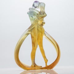 Cristellerie Lorraine Baccarat Crystal Glass Couple Dancers Sculpture, France