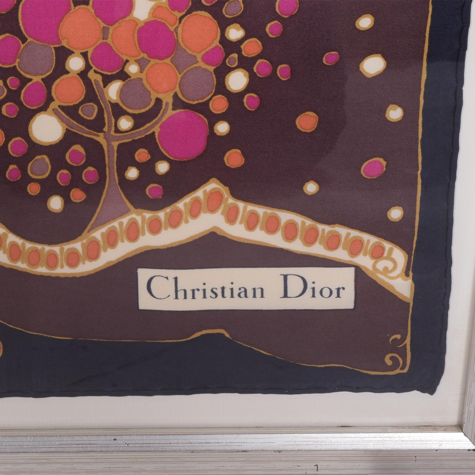 Cristian Dior silk scarf framed.