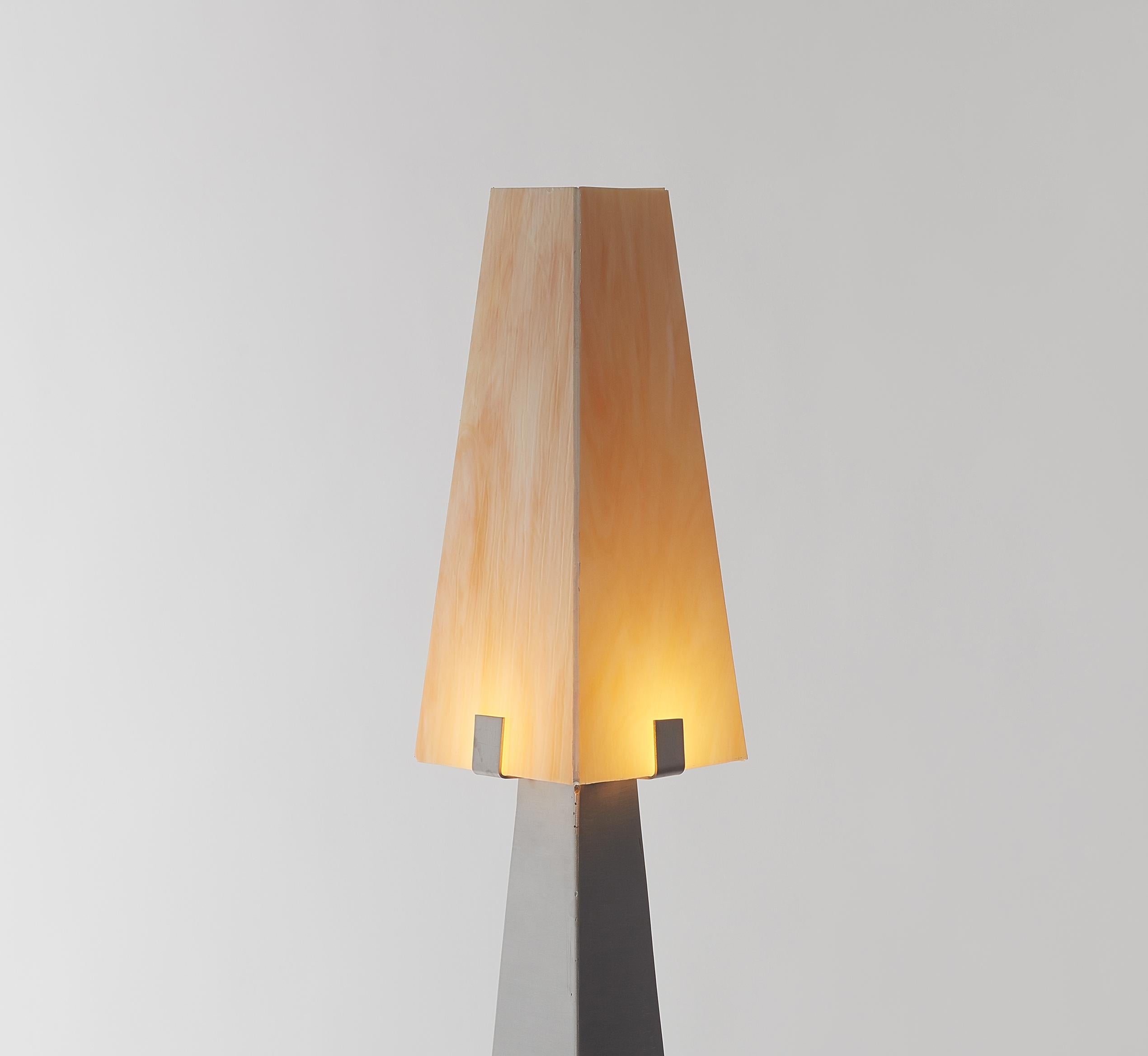 Hand-Crafted Cristian Herrera Tulipa Floor Lamp –  Steel Base with Handmade Glass For Sale