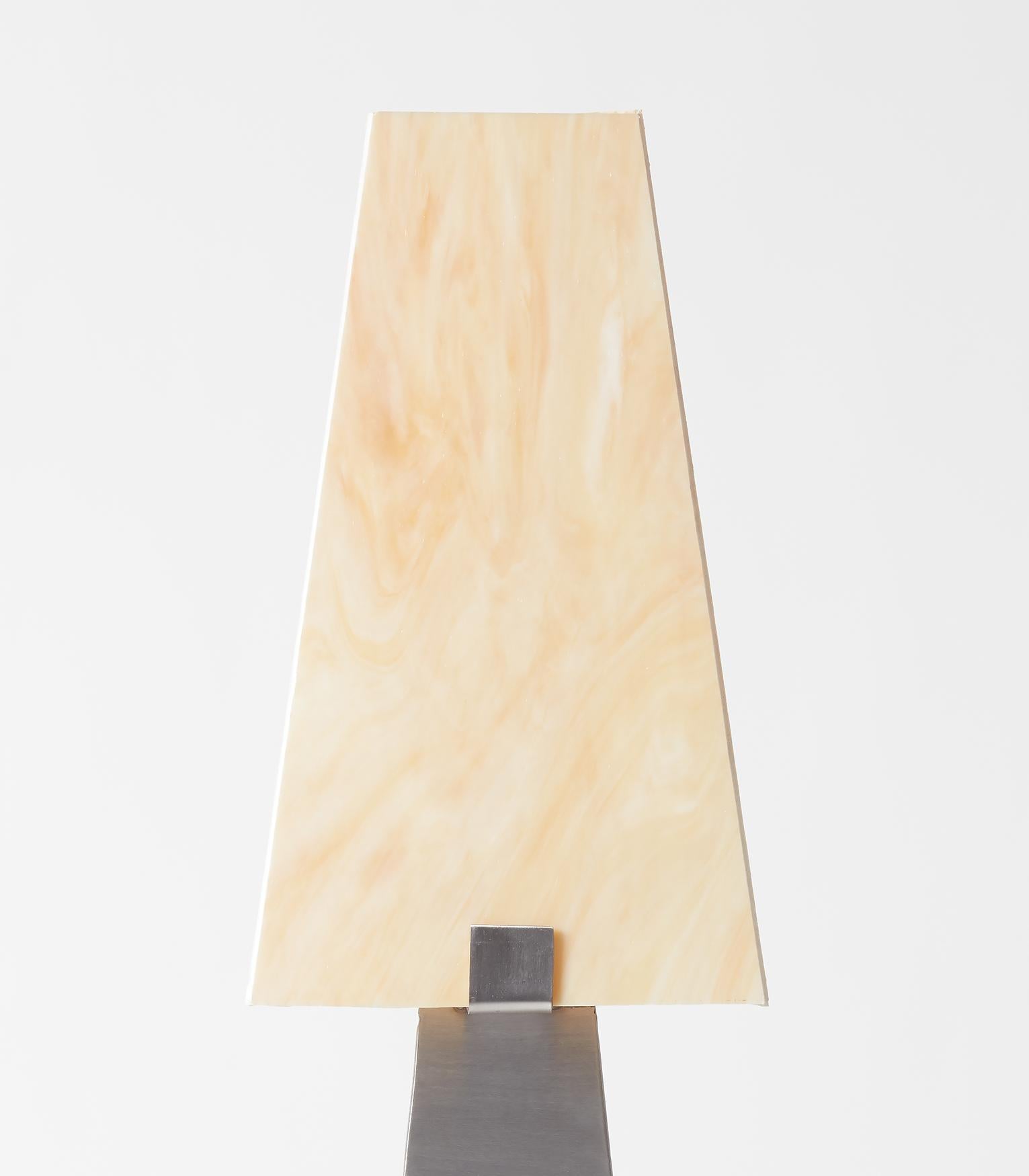 Stainless Steel Cristian Herrera Tulipa Floor Lamp –  Steel Base with Handmade Glass For Sale