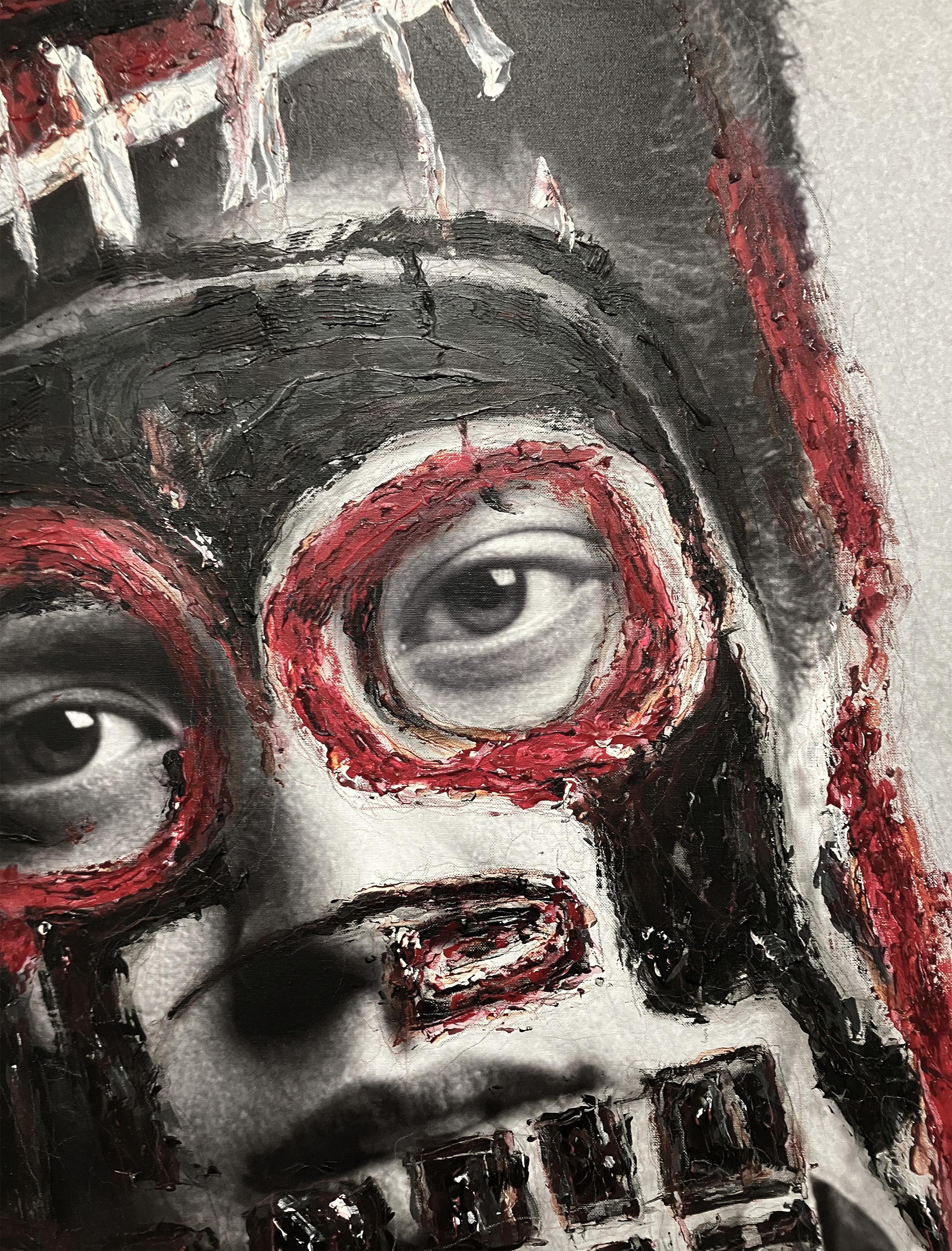 Bruno Mars, Portrait intervened by the artists - Photograph by Cristian Hunter