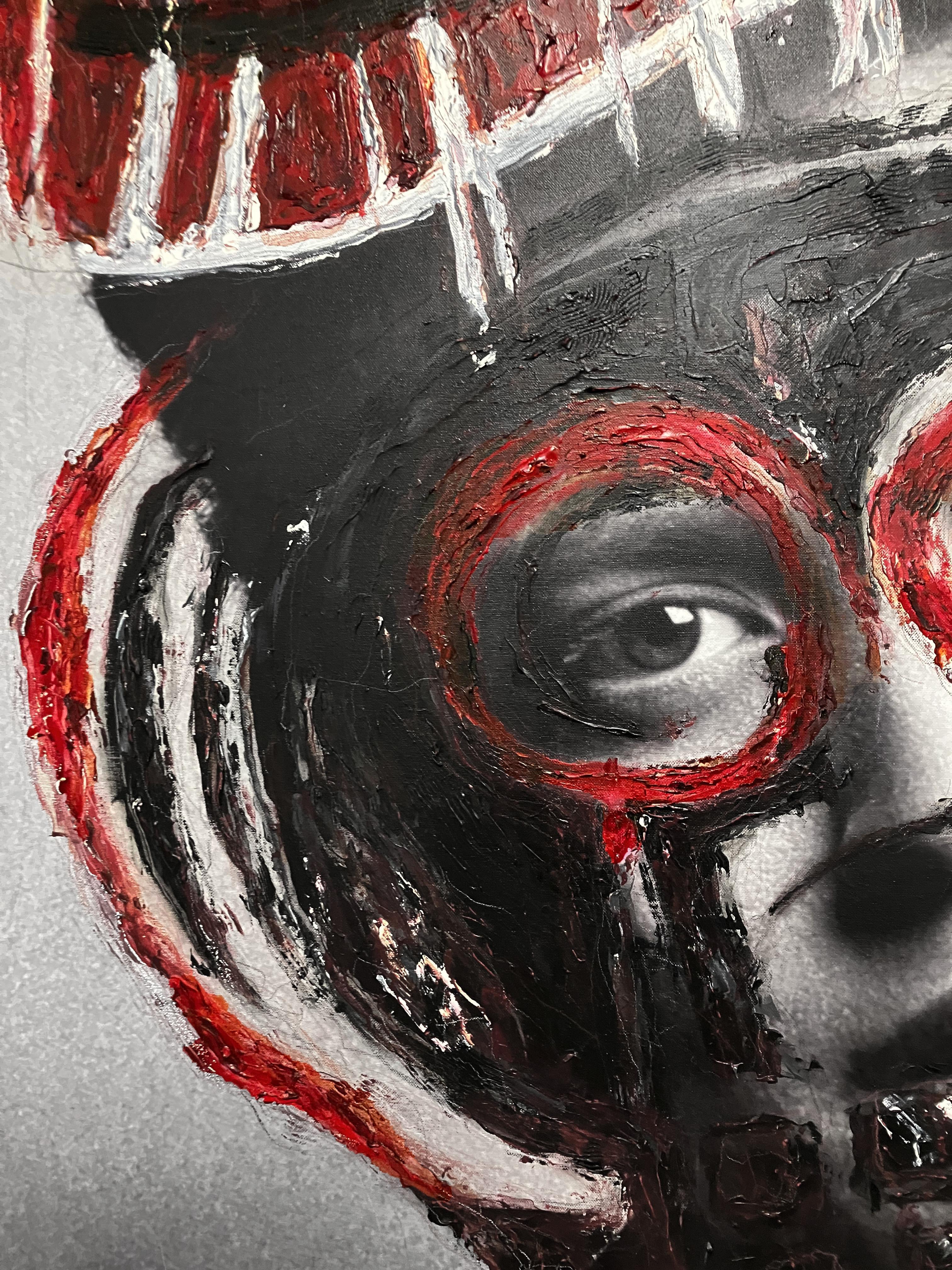 Bruno Mars, Portrait intervened by the artists - Contemporary Photograph by Cristian Hunter