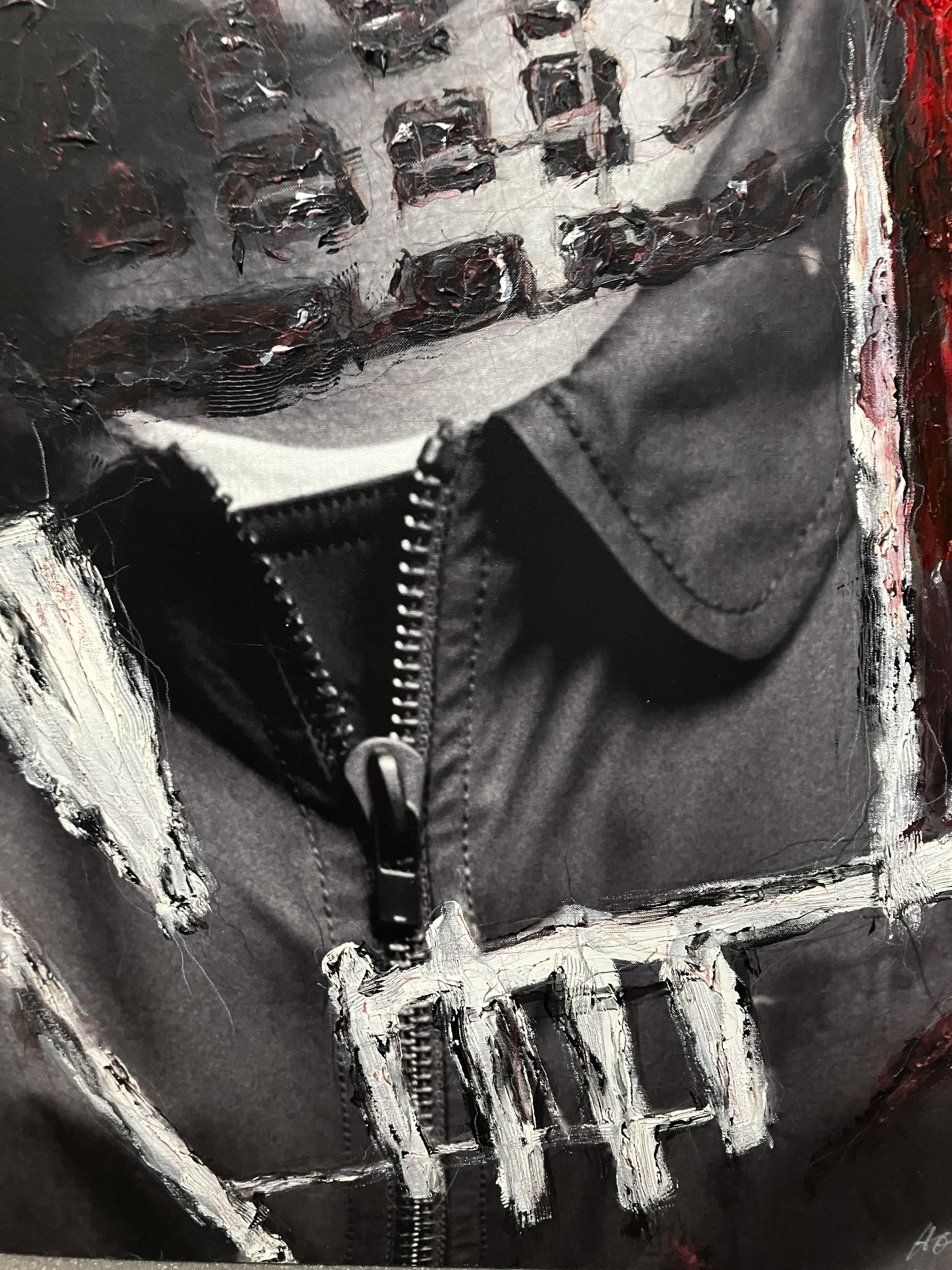 This artwork was created by the artistic duo Hunter & Gatti (2010–2023). These works are part of the archive managed and exhibited by Cristian Hunter.
The artist's technique consists of the use of two prints, the first print is the original