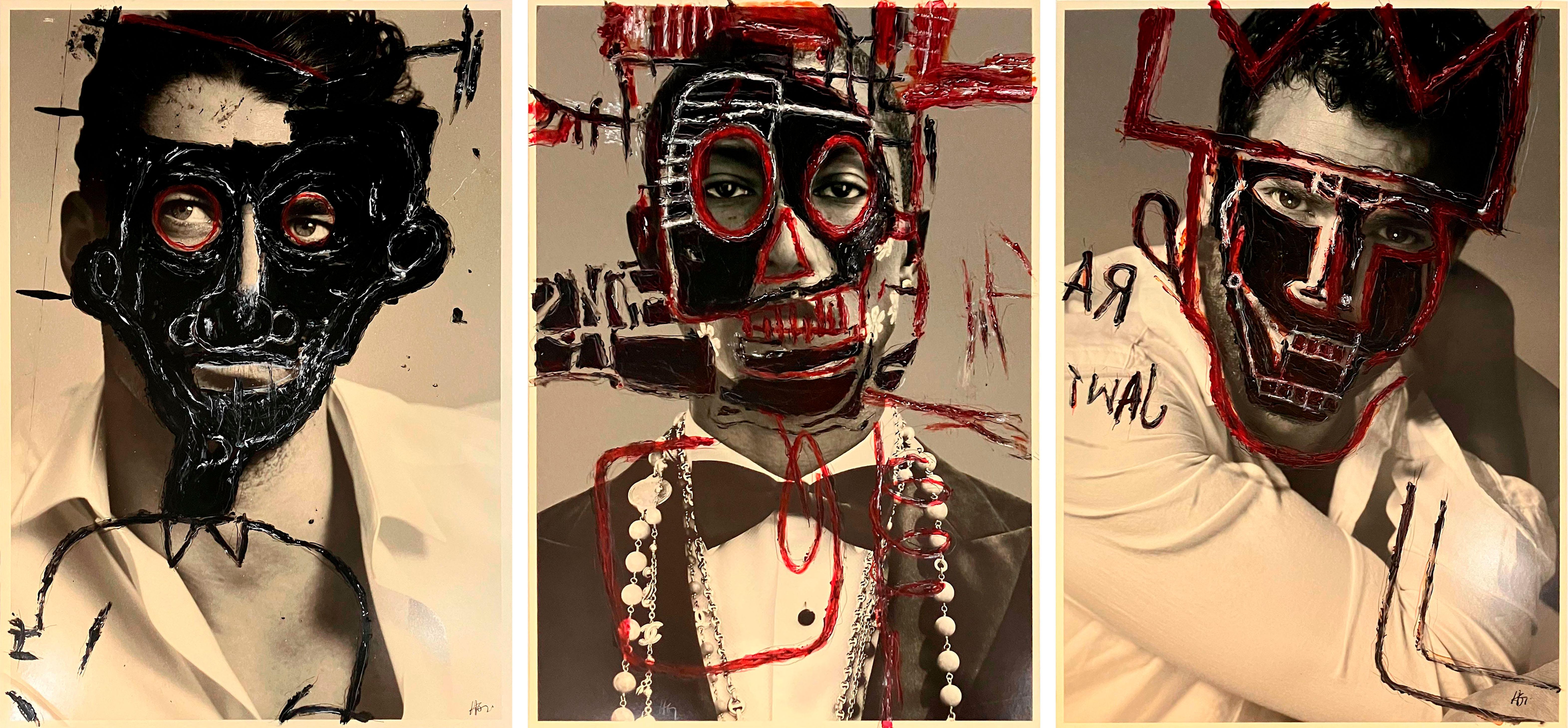 Cristian Hunter Black and White Photograph - David Gandy, Pharrell, Jamie Dornan. Photo intervened by the artists.