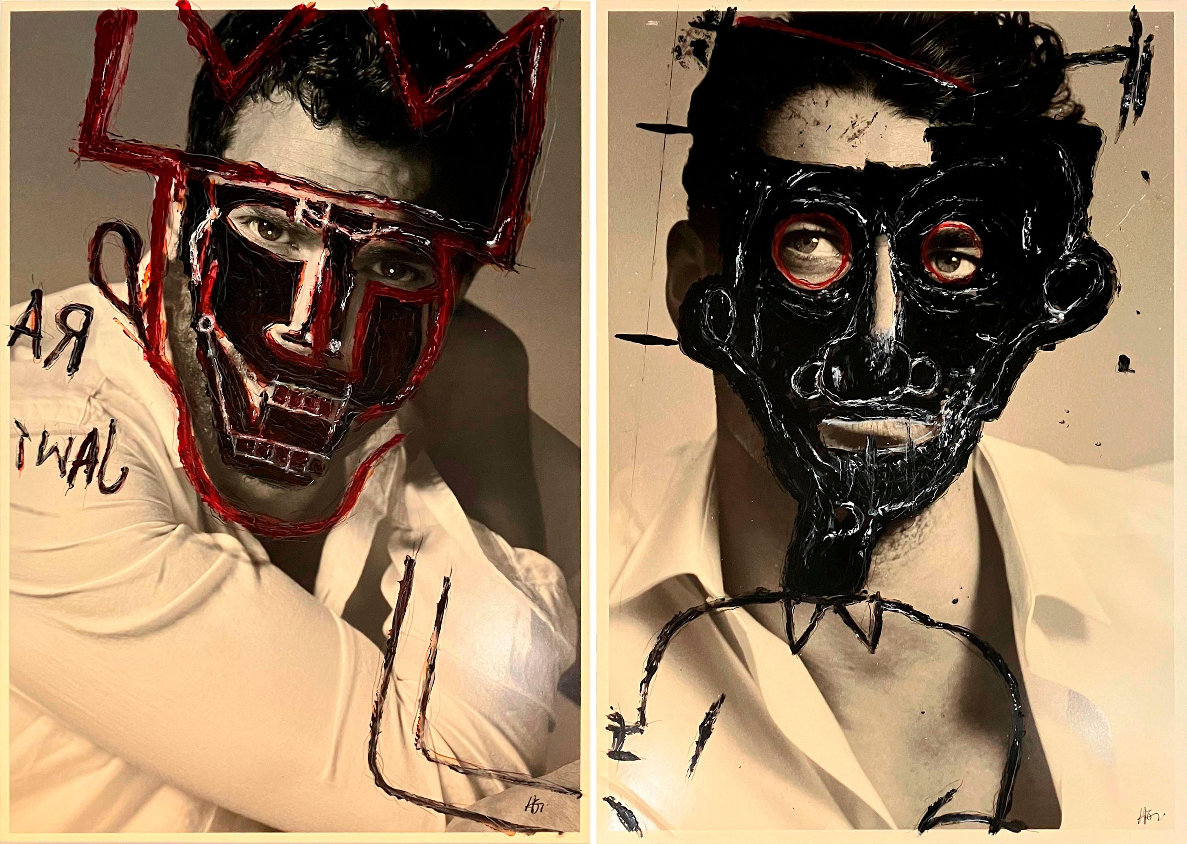 Jamie Dornan and David Gandy, Diptych. Intervened by the artists. - Mixed Media Art by Cristian Hunter