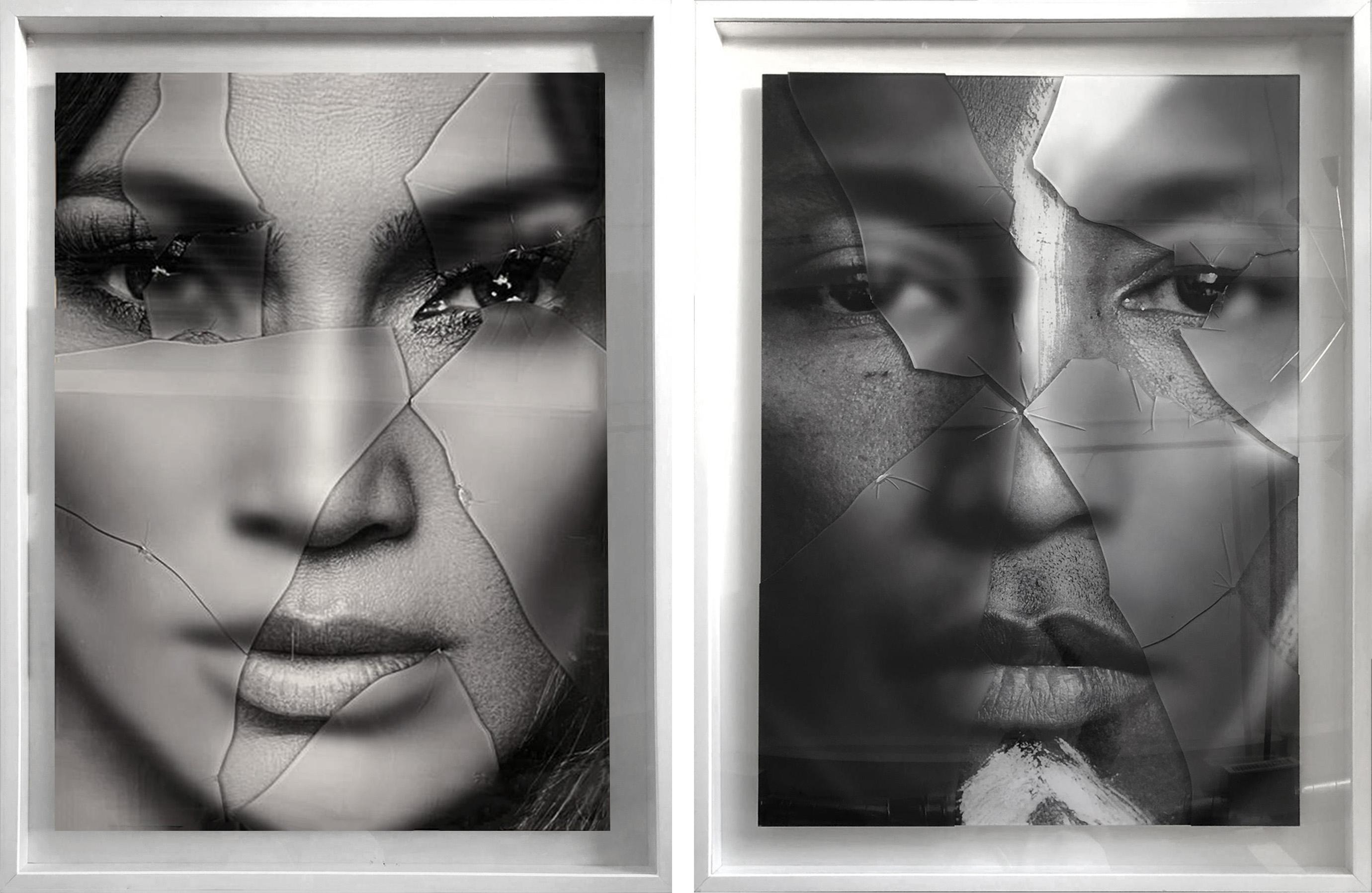 JLO Jennifer Lopez and Pharrell Williams 3, Diptych. From the Glass Series