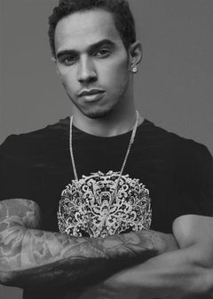 Lewis Hamilton Diptychon, Porträt auf Leinwand Interveniert