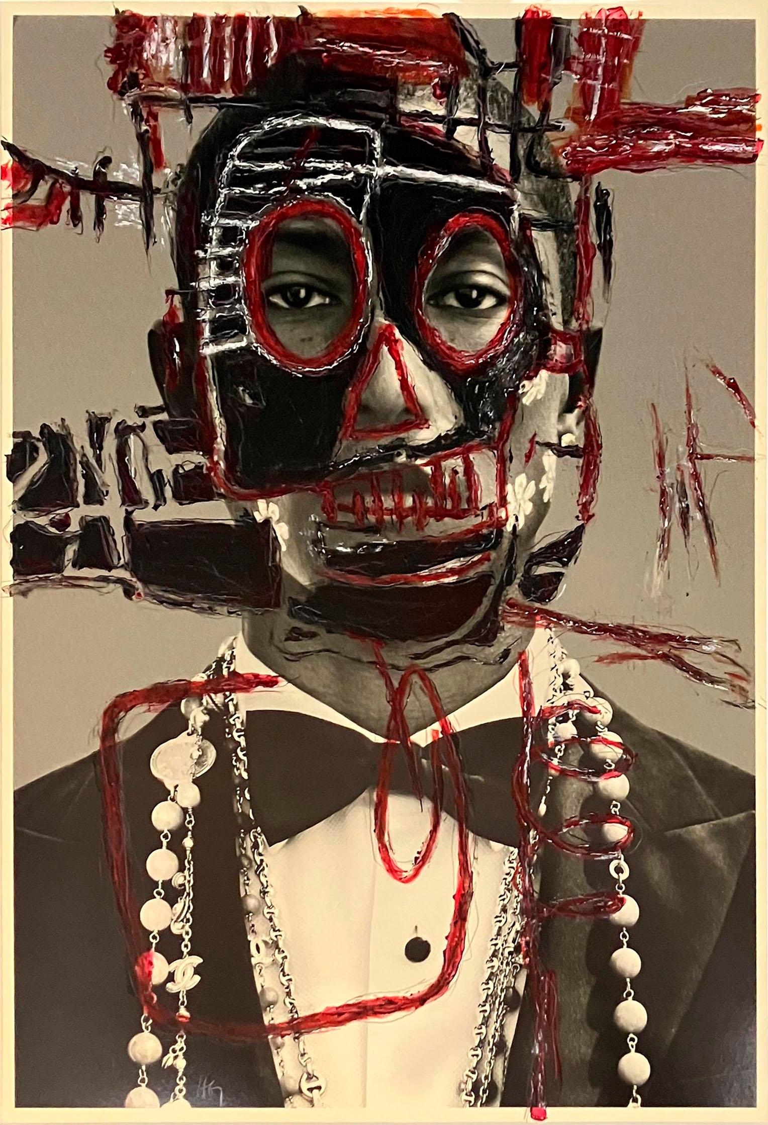 Pharrell B&W Photo intervened by the artists  . From The IWMYAS series.