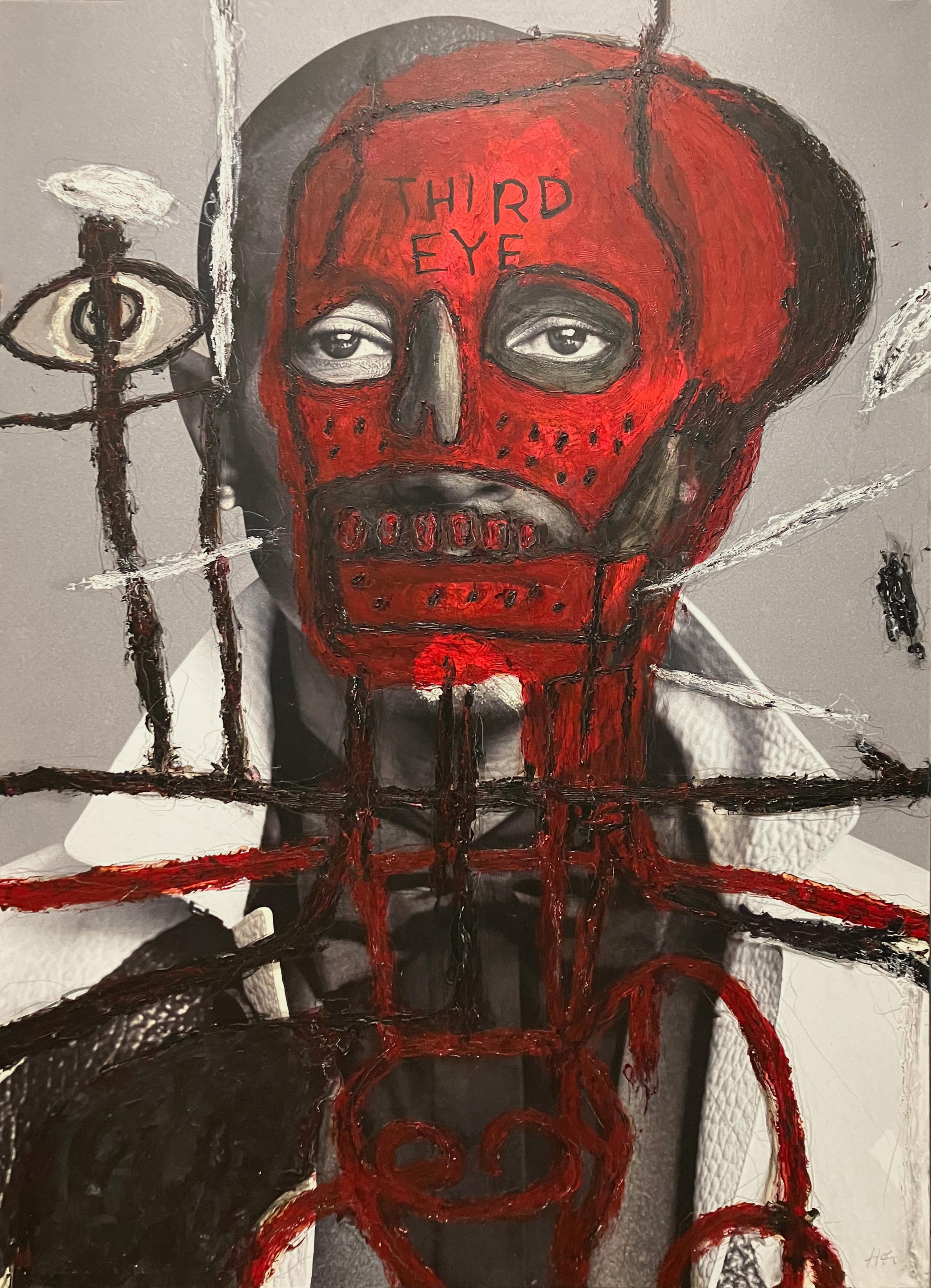 Pharrell Williams, Third Eye, Photography on canvas Intervened by the artists