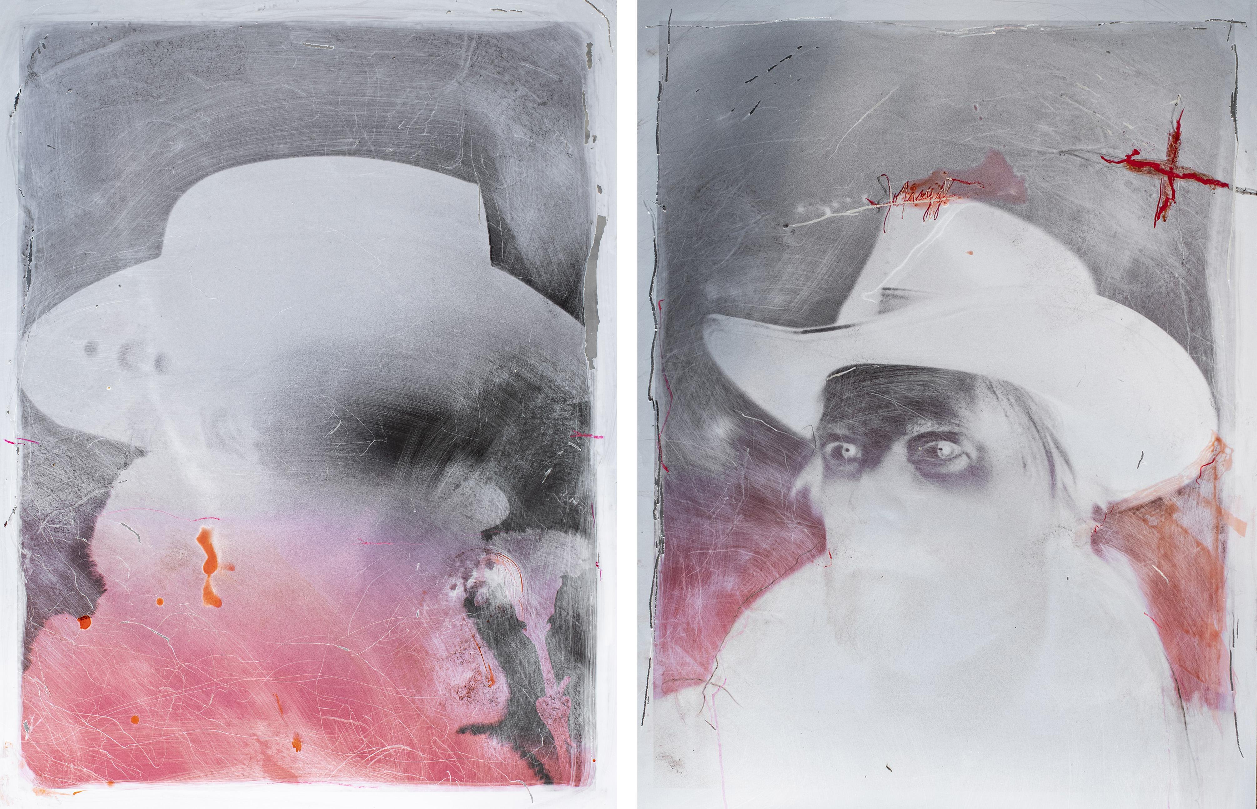 Spur and Noiseless Diptych. Acrylic and scratch on fine art metallic paper - Mixed Media Art by Cristian Hunter