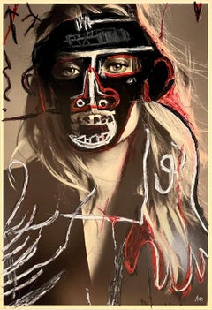 Toni Garnn II. B&W Photo intervened by the artists