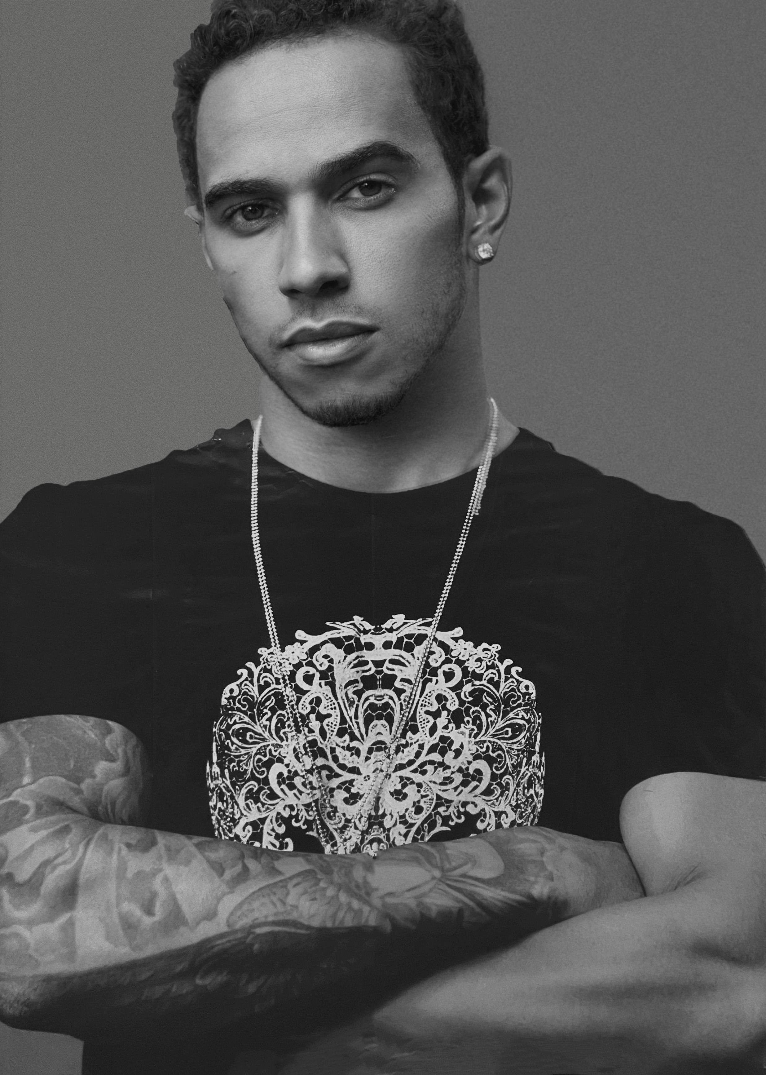 Cristian Hunter Black and White Photograph - Lewis Hamilton, Portrait on canvas