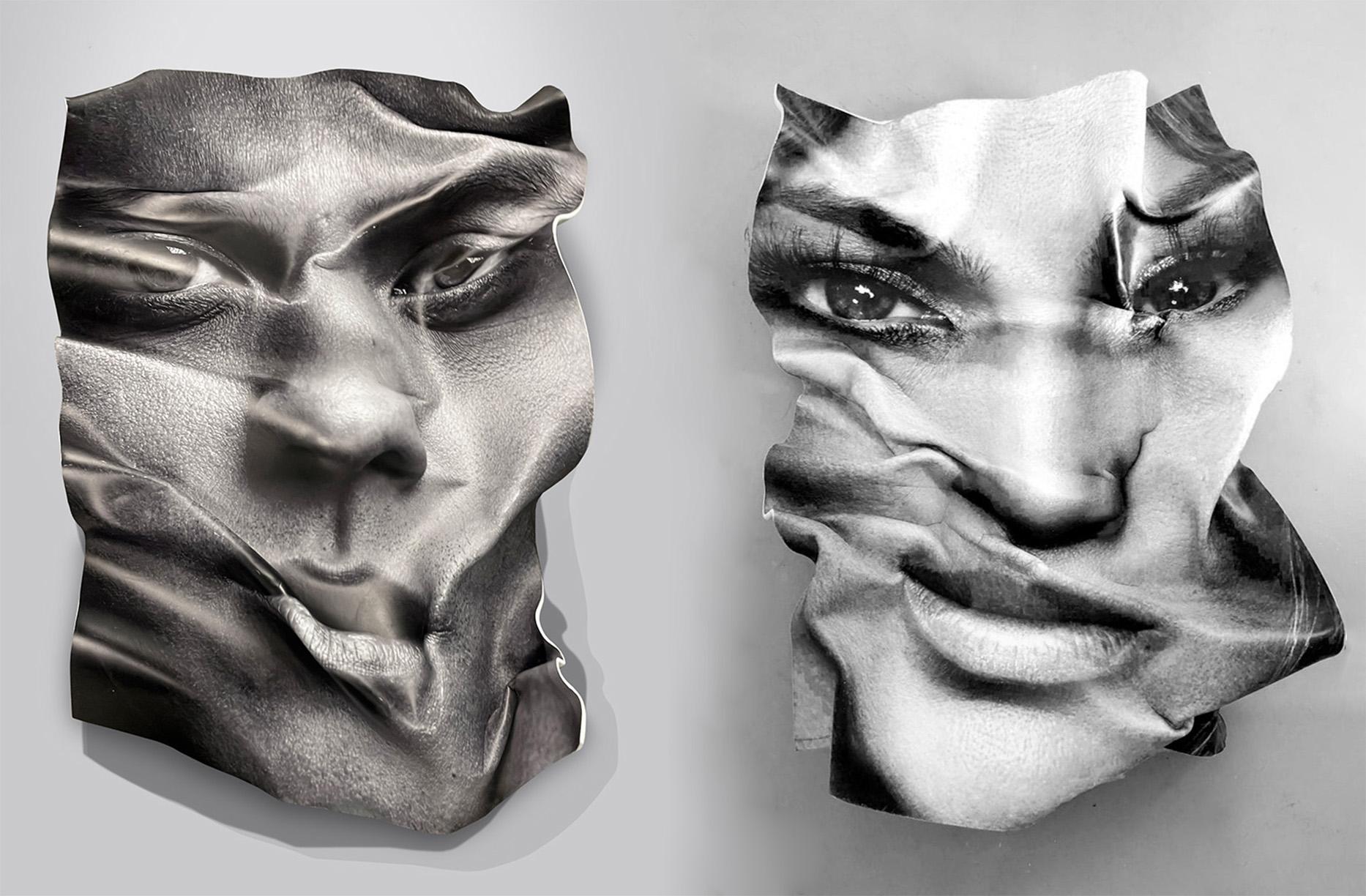 Bruno Mars and Jennifer Lopez, Diptych. Tridimensional Wall Sculpture Portrait