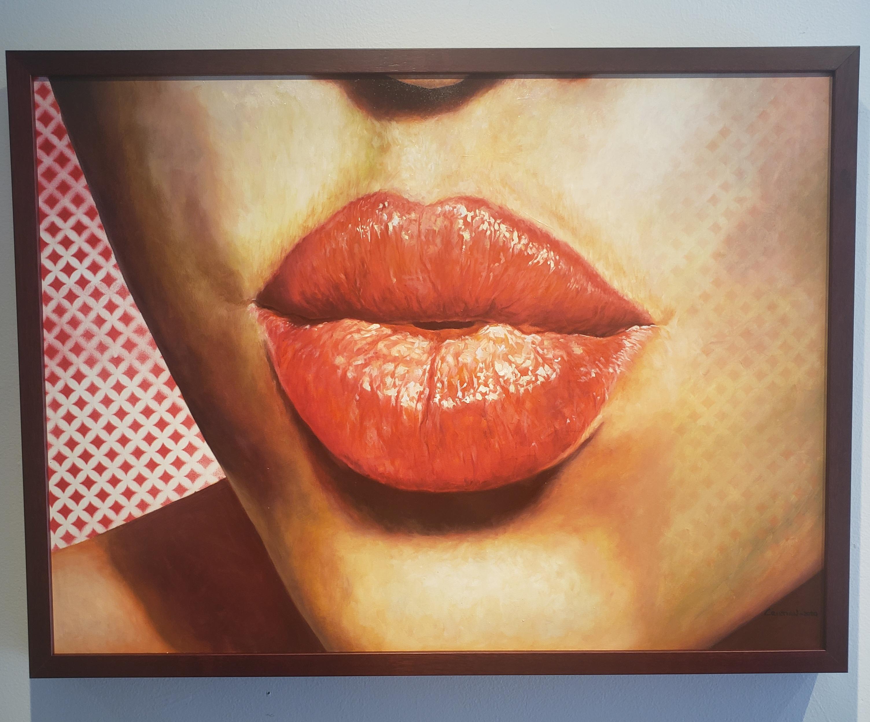 BESAME (KISS ME)  Oil on Canvas  Realism  Cuban Art  Emerging Artist  Framed - Painting by Cristian Mesa Velazquez