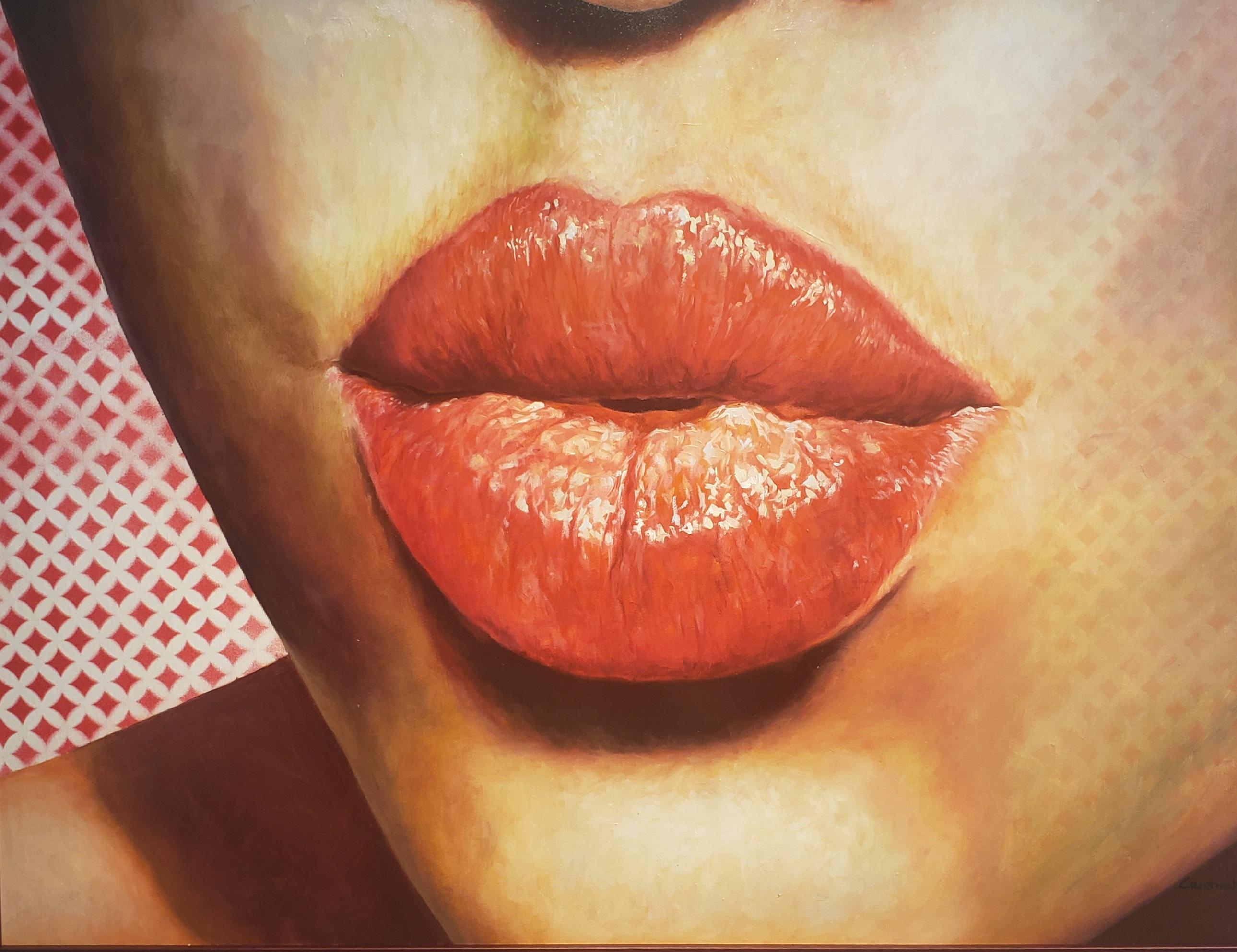 BESAME (KISS ME)  Oil on Canvas  Realism  Cuban Art  Emerging Artist  Framed - Realist Painting by Cristian Mesa Velazquez