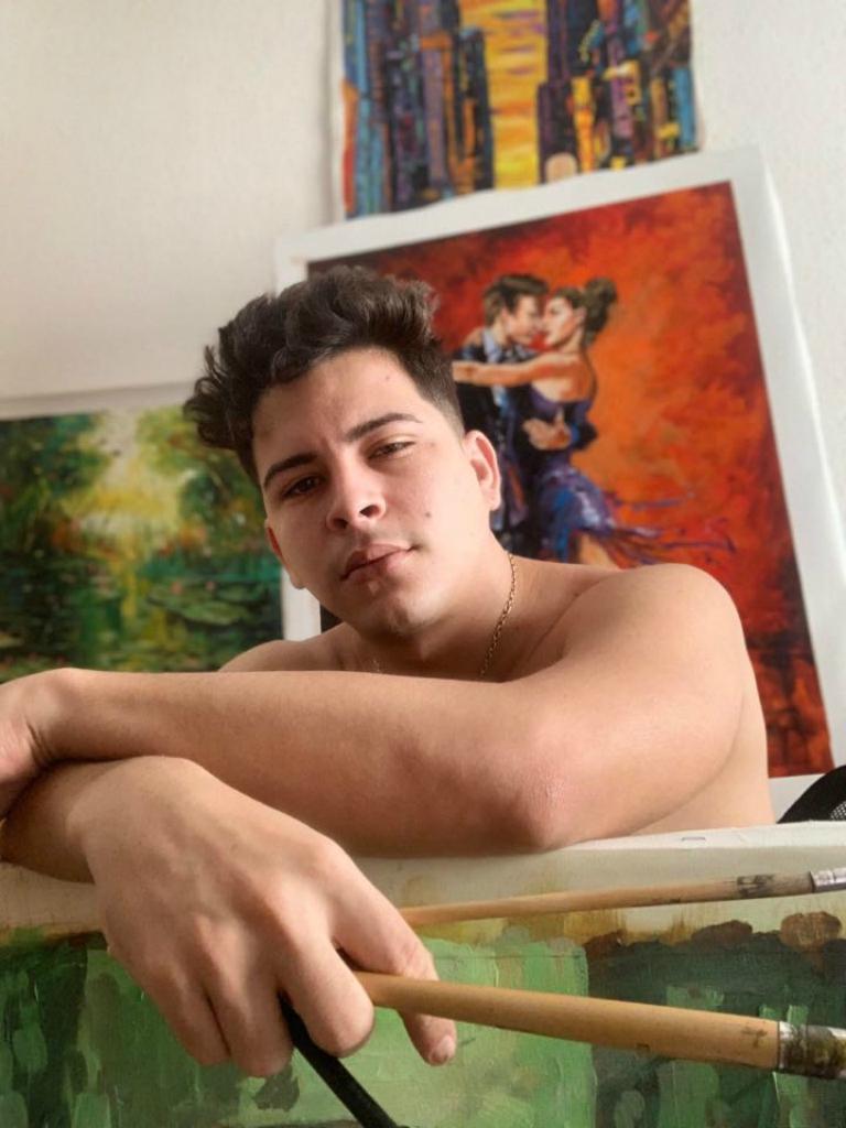 BESAME (EMBRASSE-MOI)  Huile sur toile  Réalisme  Art cubain  Artistics émergents  Encadré en vente 2
