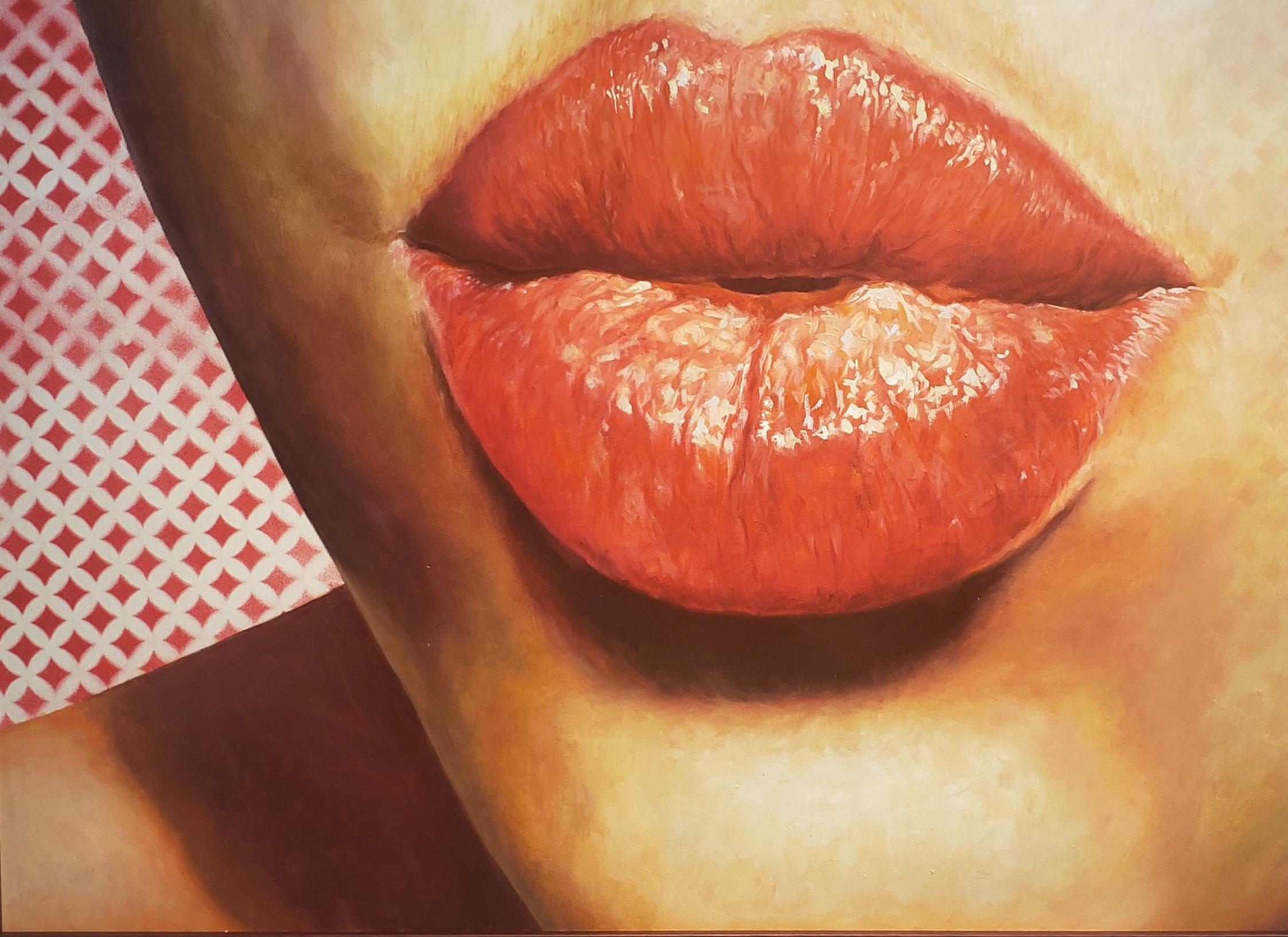 Cristian Mesa Velazquez Portrait Painting - Kiss Me, Besame,  oil painting, Realist Art, young Cuban artist in Barcelona