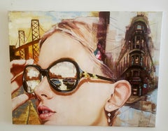 Spyglasses II , oil painting, Realist Style of young Cuban artist in Barcelona