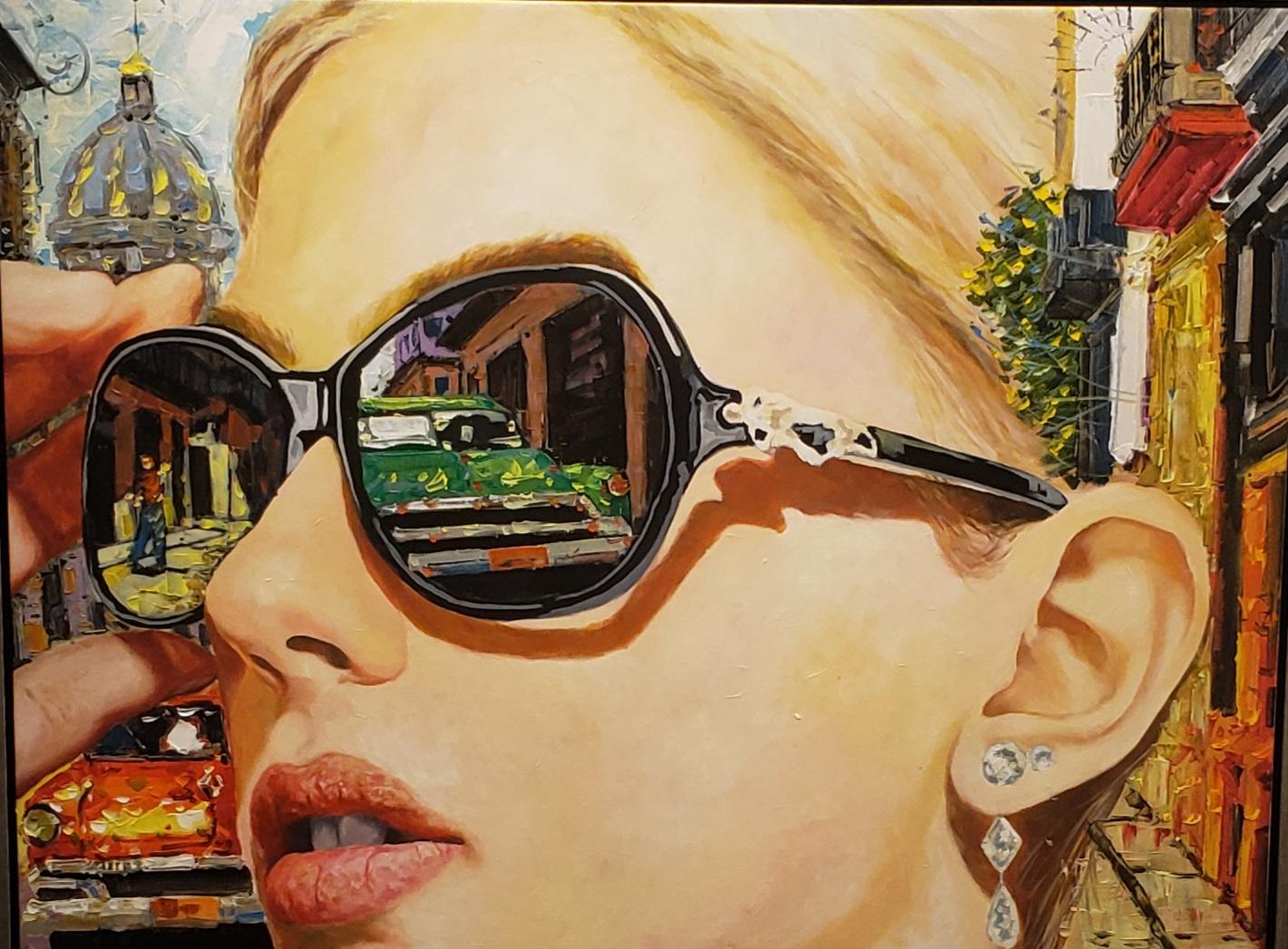 Cristian Mesa Velazquez Portrait Painting - Spyglasses , oil painting, Realist Style of young Cuban artist in Barcelona