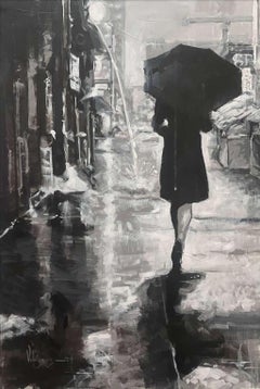 The Streets of Barcelona 1 Impressionism Cuban Artist Oil on Canvas Spain  29x20