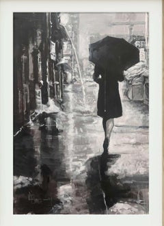 Las Calles de Barcelona 1 Impresionismo Artista Cubano Óleo sobre Lienzo España  29x20