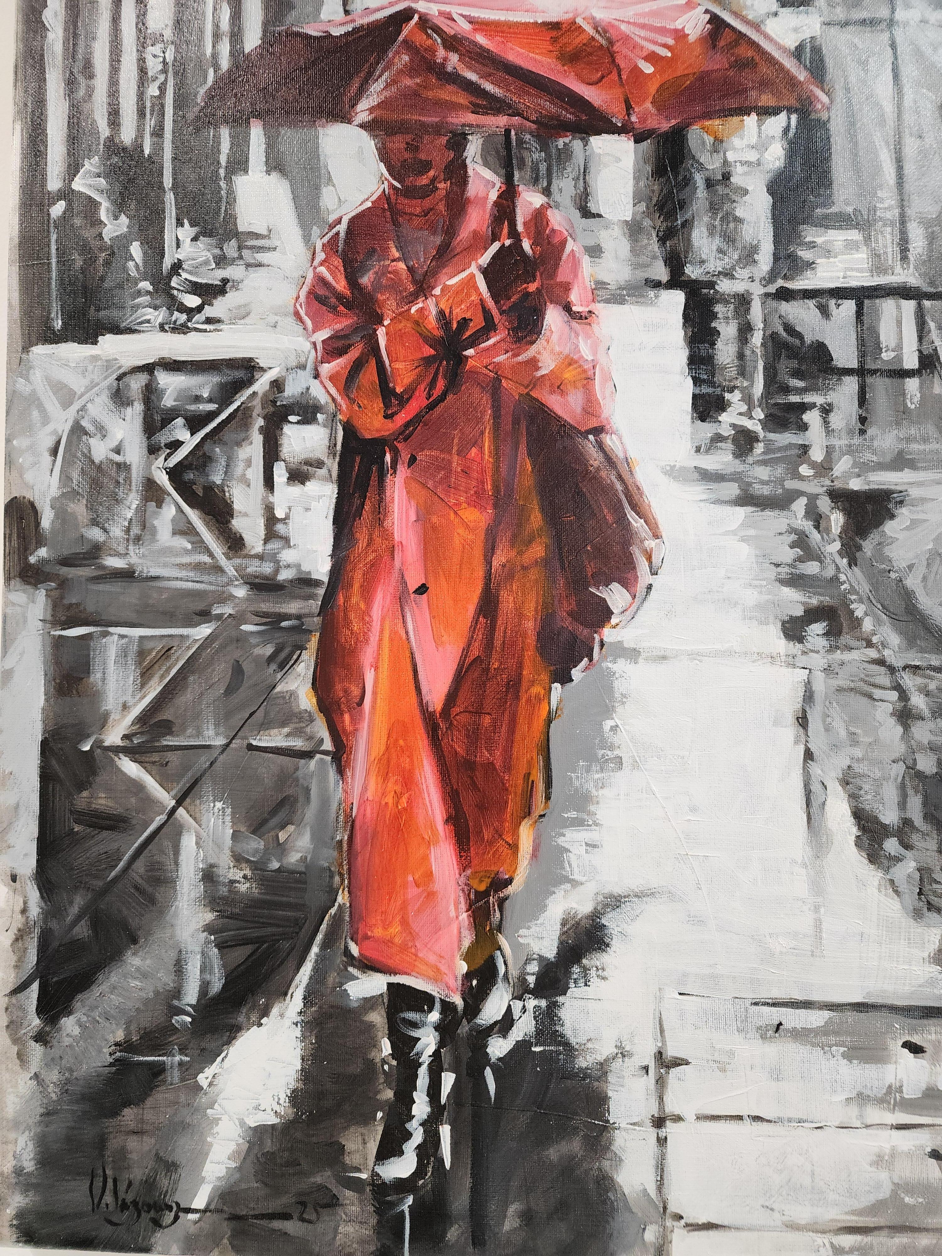 Figurative Painting Cristian Mesa Velazquez - The Streets of Barcelona #12 Impressionism Cuban Artist Oi on Canvas Spain 25X17