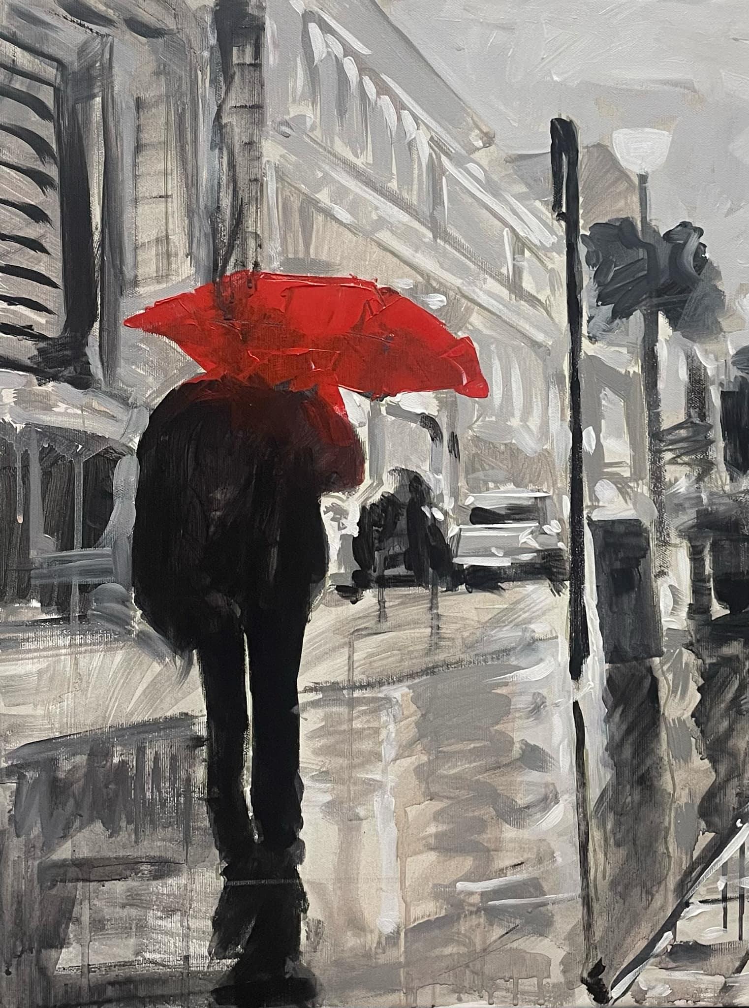Las Calles de Barcelona 2 Impresionismo Artista Cubano Óleo sobre Lienzo España 24x24 - Painting de Cristian Mesa Velazquez
