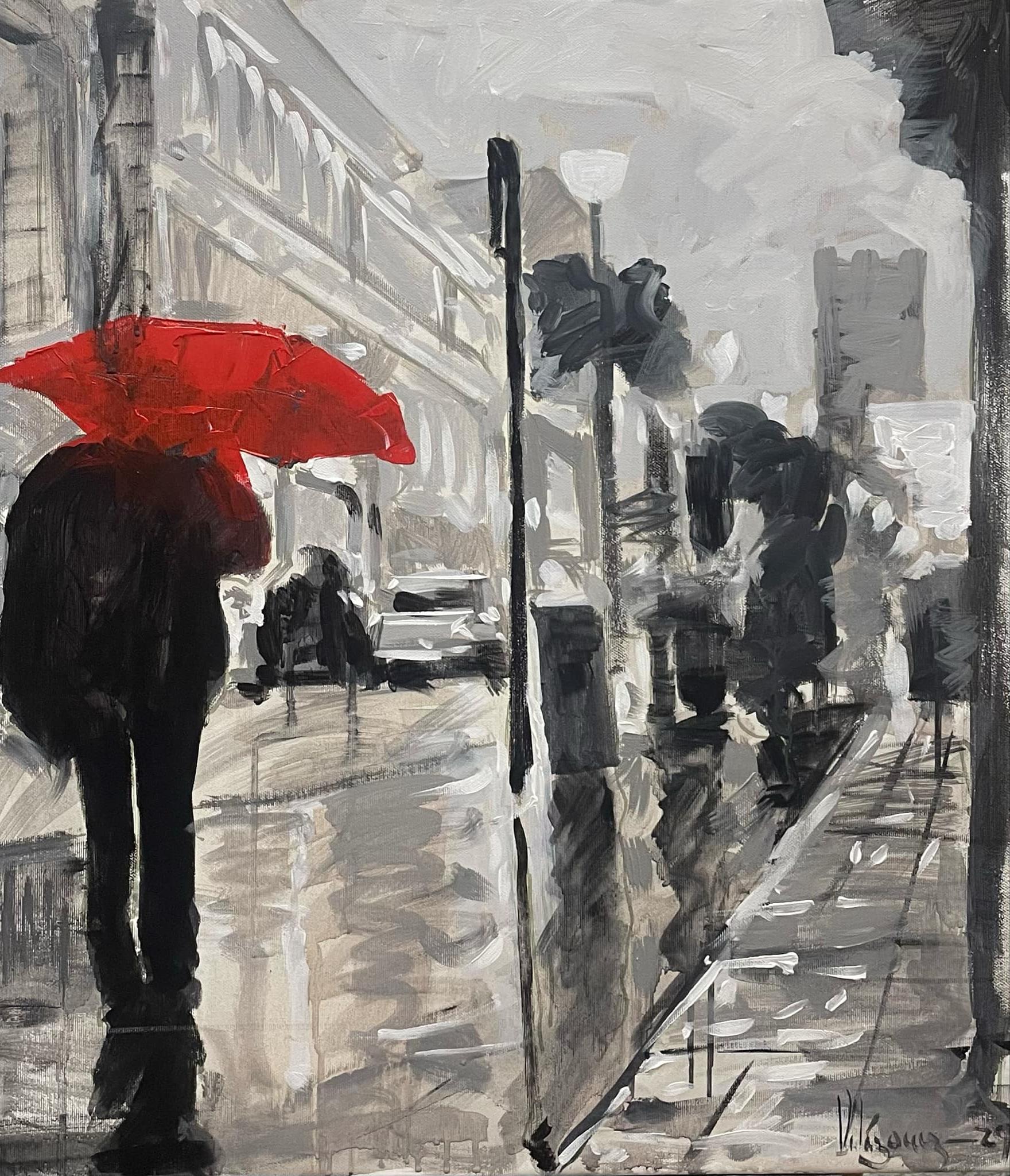 Las Calles de Barcelona 2 Impresionismo Artista Cubano Óleo sobre Lienzo España 24x24 en venta 1