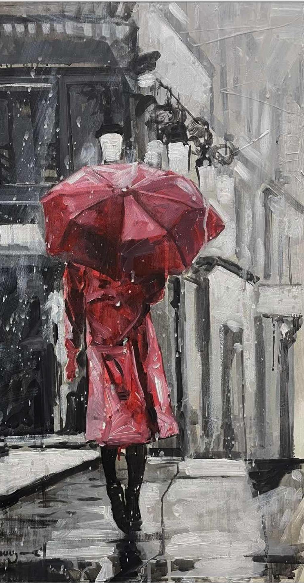 The Streets of Barcelona 3  Impressionism Cuban Artist Oil on Canvas Spain 24x17 - Portrait Painting Grigio di Cristian Mesa Velazquez