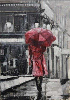 The Streets of Barcelona 3  Impressionism Cuban Artist Oil on Canvas Spain 24x17
