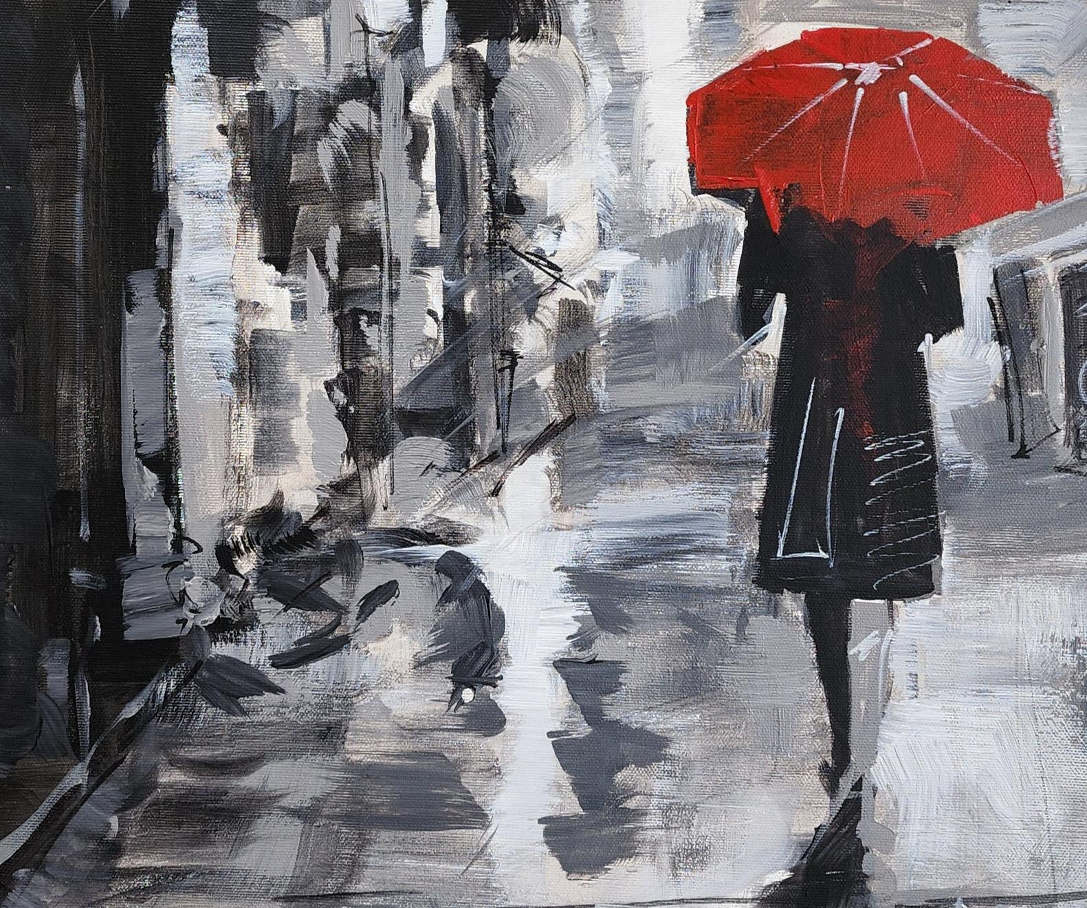 The Streets of Barcelona 6 Impressionism Cuban Artist Oil on Canvas Spain 24x16 - Impressionist Painting by Cristian Mesa Velazquez