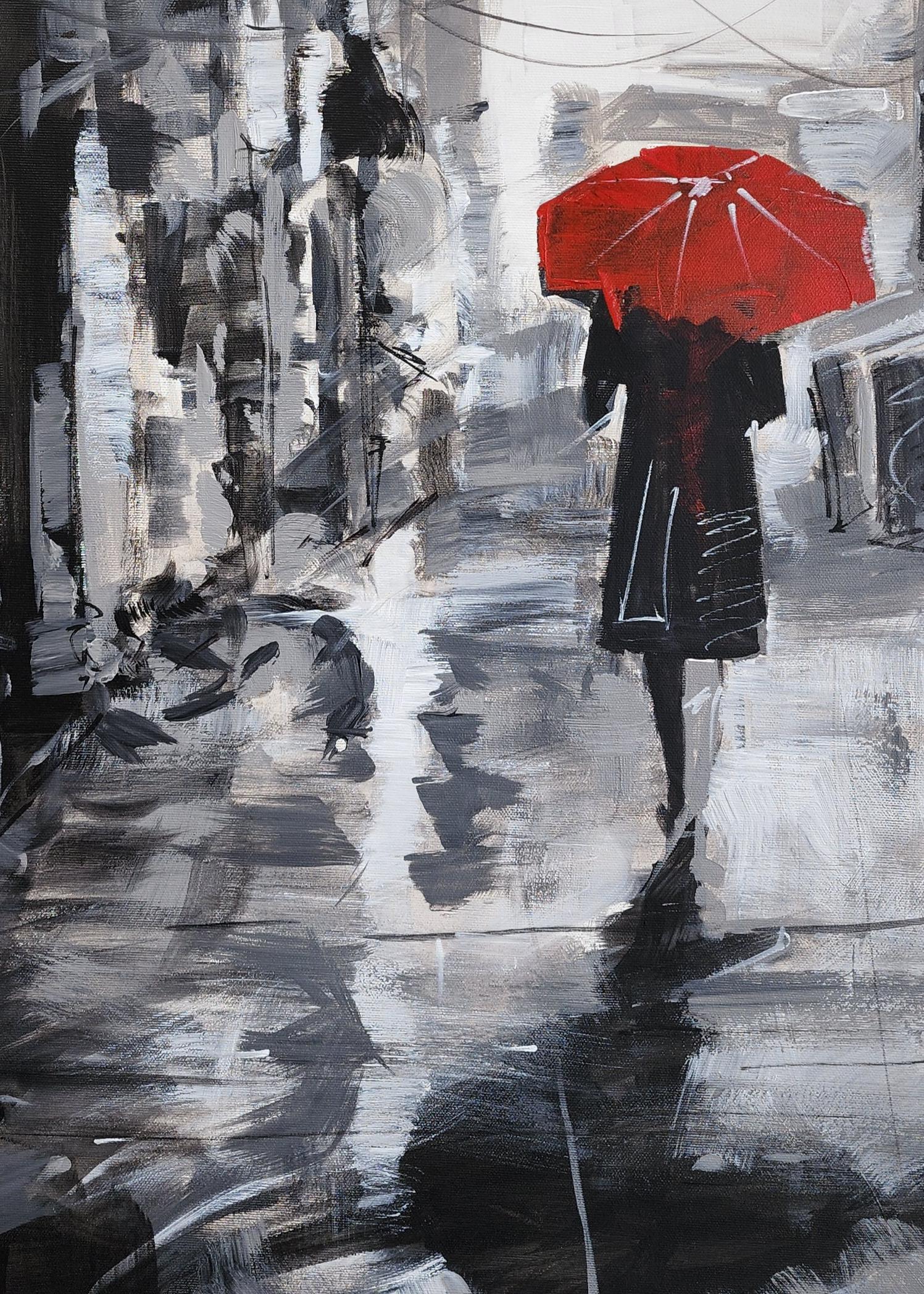 Cristian Mesa Velazquez Figurative Painting - The Streets of Barcelona 6 Impressionism Cuban Artist Oil on Canvas Spain 24x16
