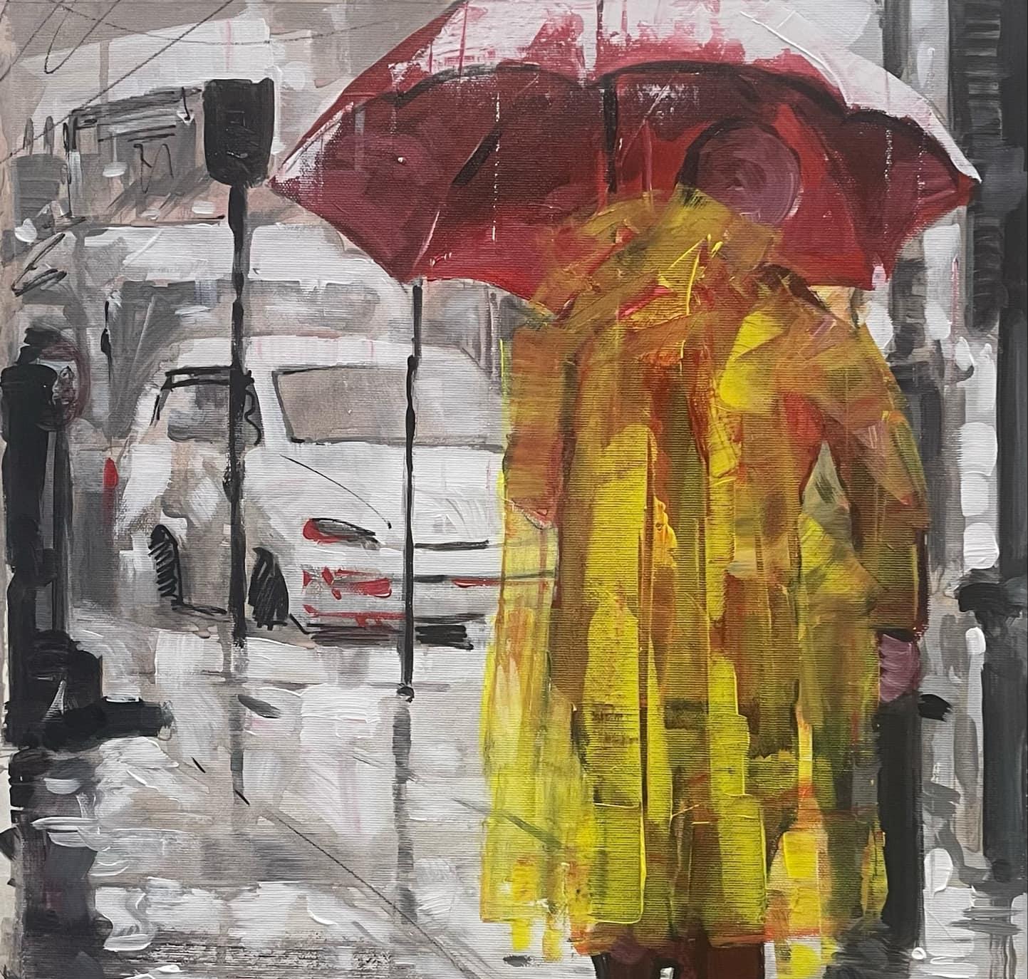 Las calles de Barcelona  5 Impresionismo Artista Cubano Óleo sobre Lienzo España 24x17 - Figurative Painting Marrón de Cristian Mesa Velazquez