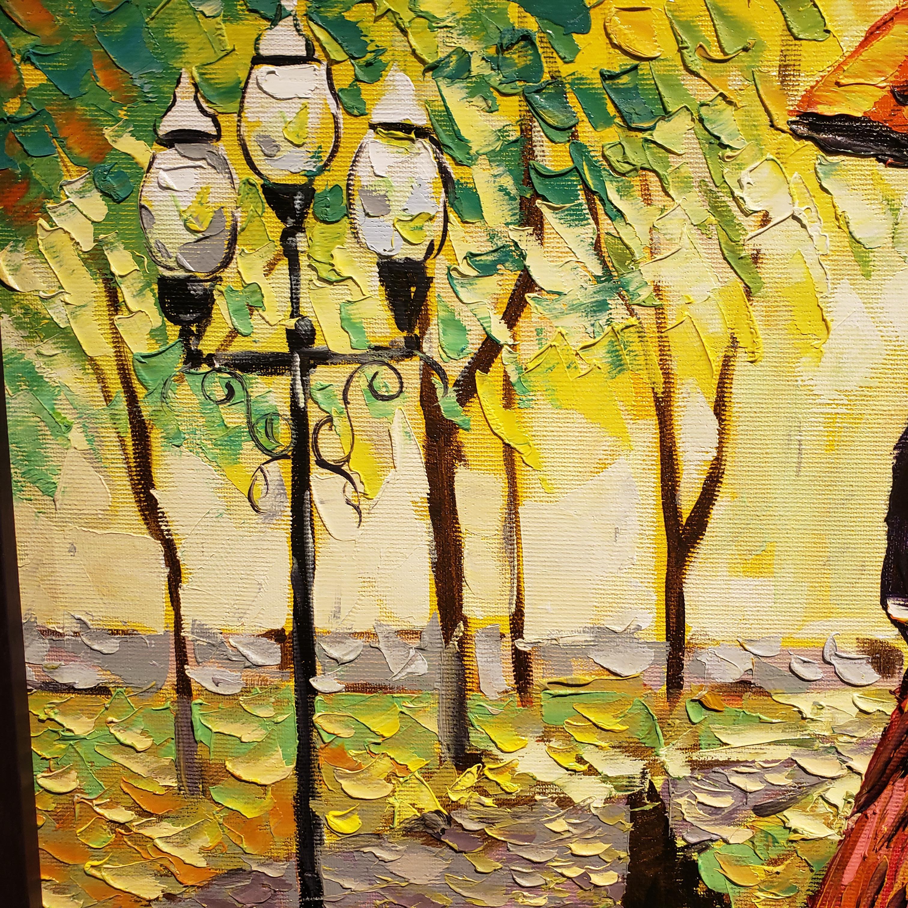 Walk through Retiro est une peinture impressionniste du jeune artiste cubain Cristian Velazquez qui vit en Espagne. 

 Le parc El Retiro est une oasis de verdure au cœur de la ville. On y trouve toutes sortes de monuments et de jardins
