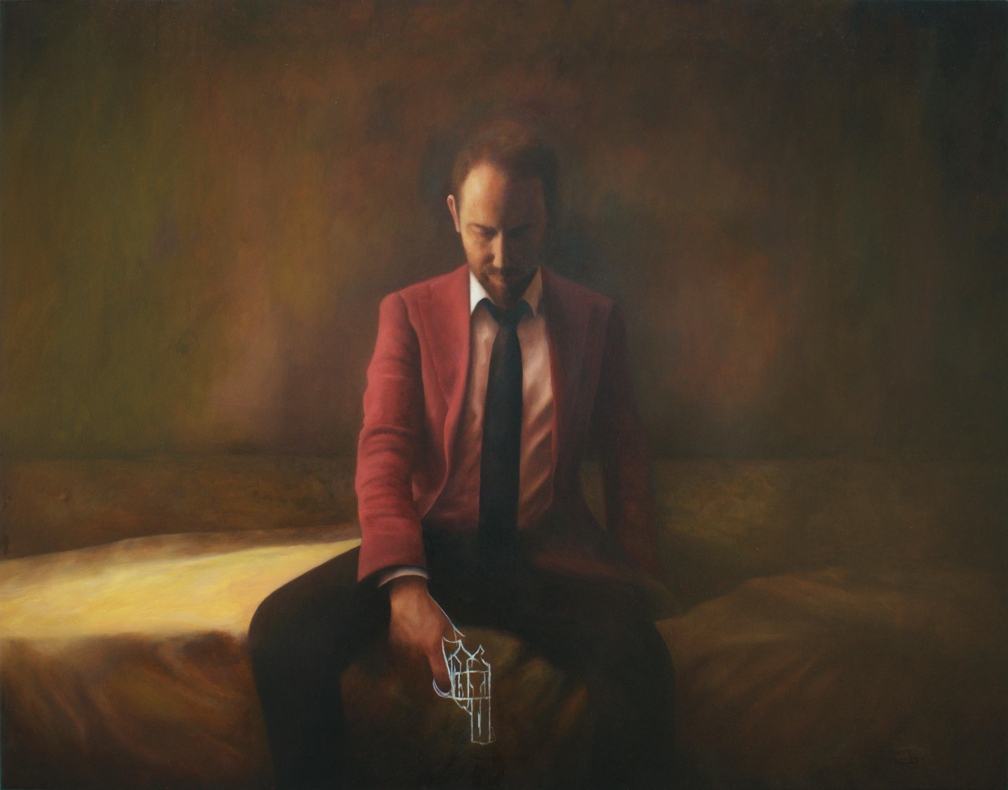 Prison Without Bars II (Self-Portrait) – Contemporary Psychological Realist Oil