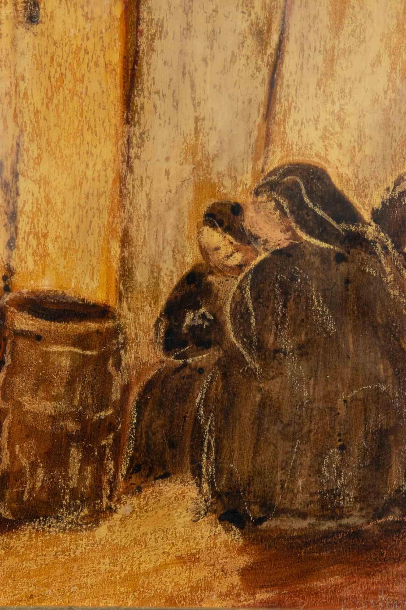 Sitting Women - Oil Paint by Cristianus - Mid-20th Century For Sale 1