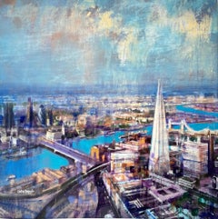 Skyline Dreams: Londra - quadro panoramico originale - arte contemporanea