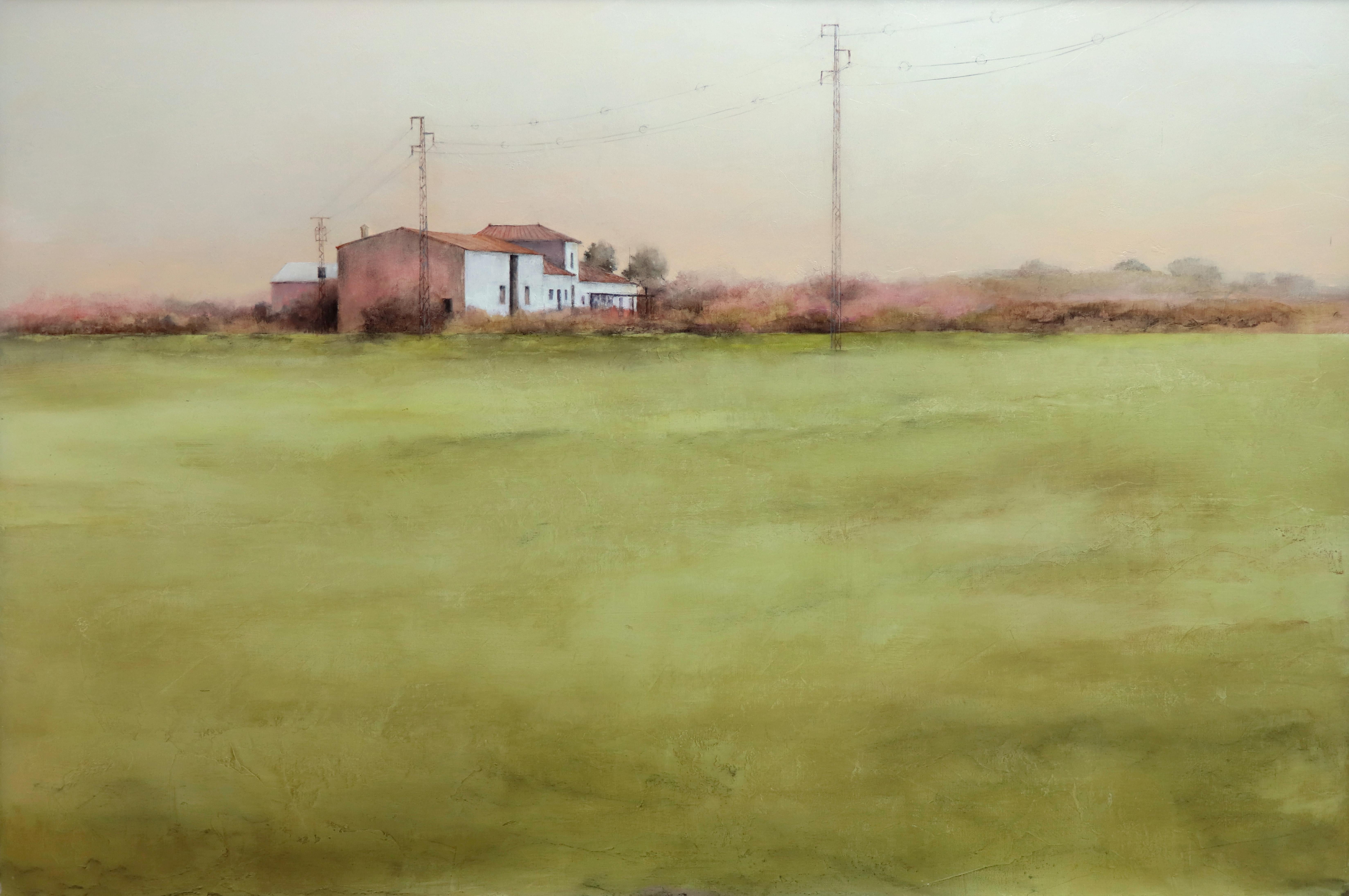Cristina Díaz Landscape Painting - "ARROZAL DE LA MARISMA".  Contemporary, realism, figurative, oil, landscape