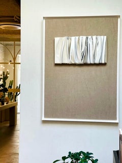 Dyptique Mix Materials Collage, Linen. Shades of Beige, Grey White. Framed