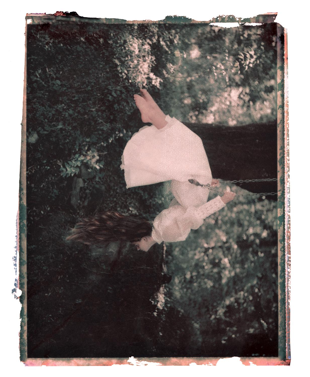 Cristina Fontsare Color Photograph - A Young Bride Swinging Barefoot - Contemporary, Polaroid, Photograph, abstract