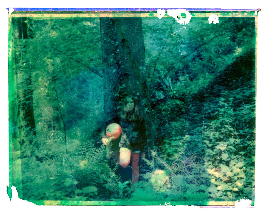 Cristina Fontsare Portrait Photograph - Gabriela in the Forest - Contemporary, Polaroid, Photograph, Childhood, abstract