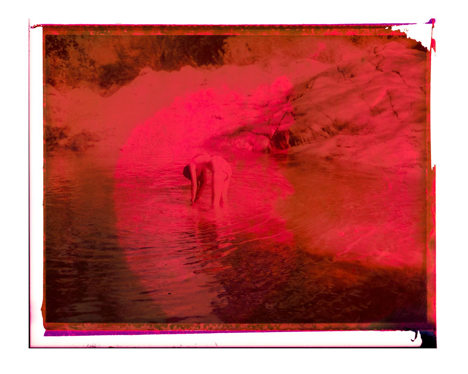 Pink red water (Once) - Contemporary, Polaroid, Photograph, abstract