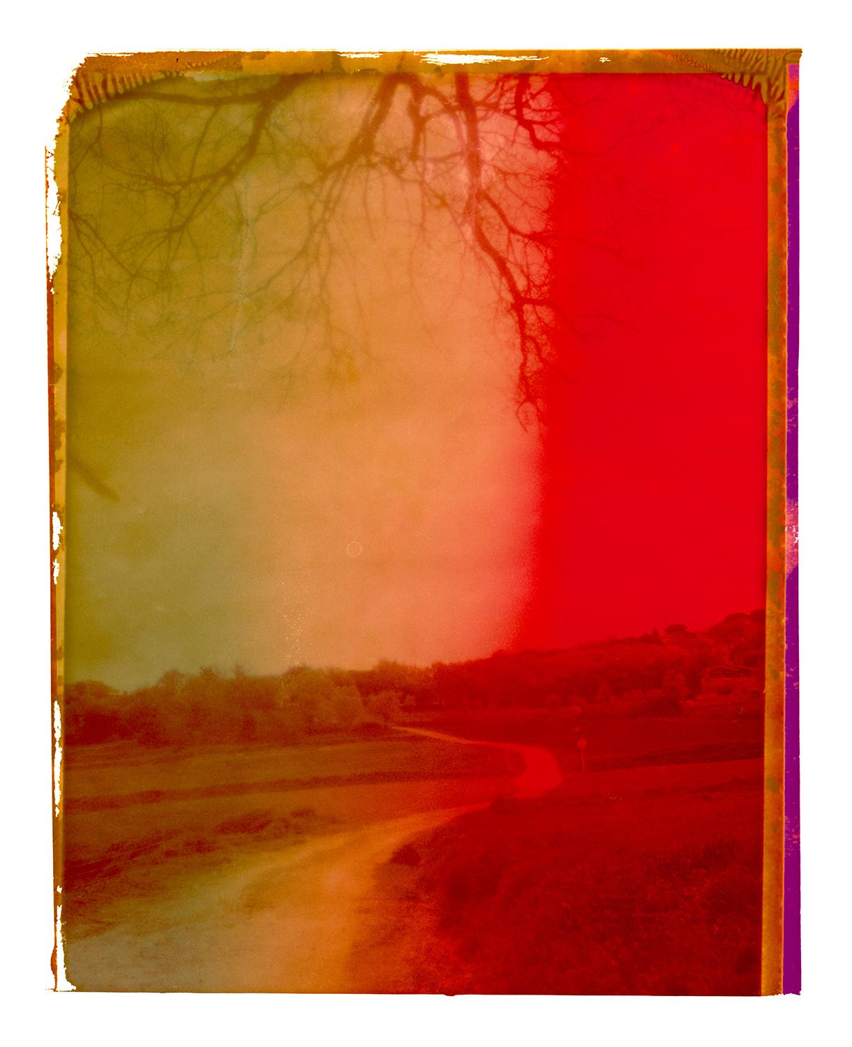 Cristina Fontsare Figurative Photograph - Red Green Pathway - Contemporary, Polaroid, Photograph, Childhood, abstract