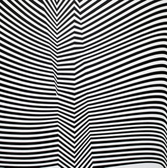 Pittura acrilica astratta geometrica in bianco e nero "Folding