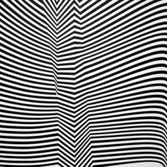 'Folding' Geometric Abstract Black and White Acrylic Painting