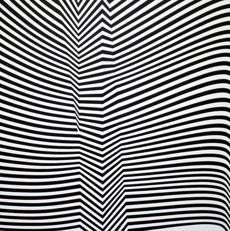 Cristina Ghetti Abstract Painting - 'Folding' Geometric Abstract Black and White Acrylic Painting
