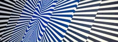 'Folding Pattern' Blue and White Abstract Kinetic Painting