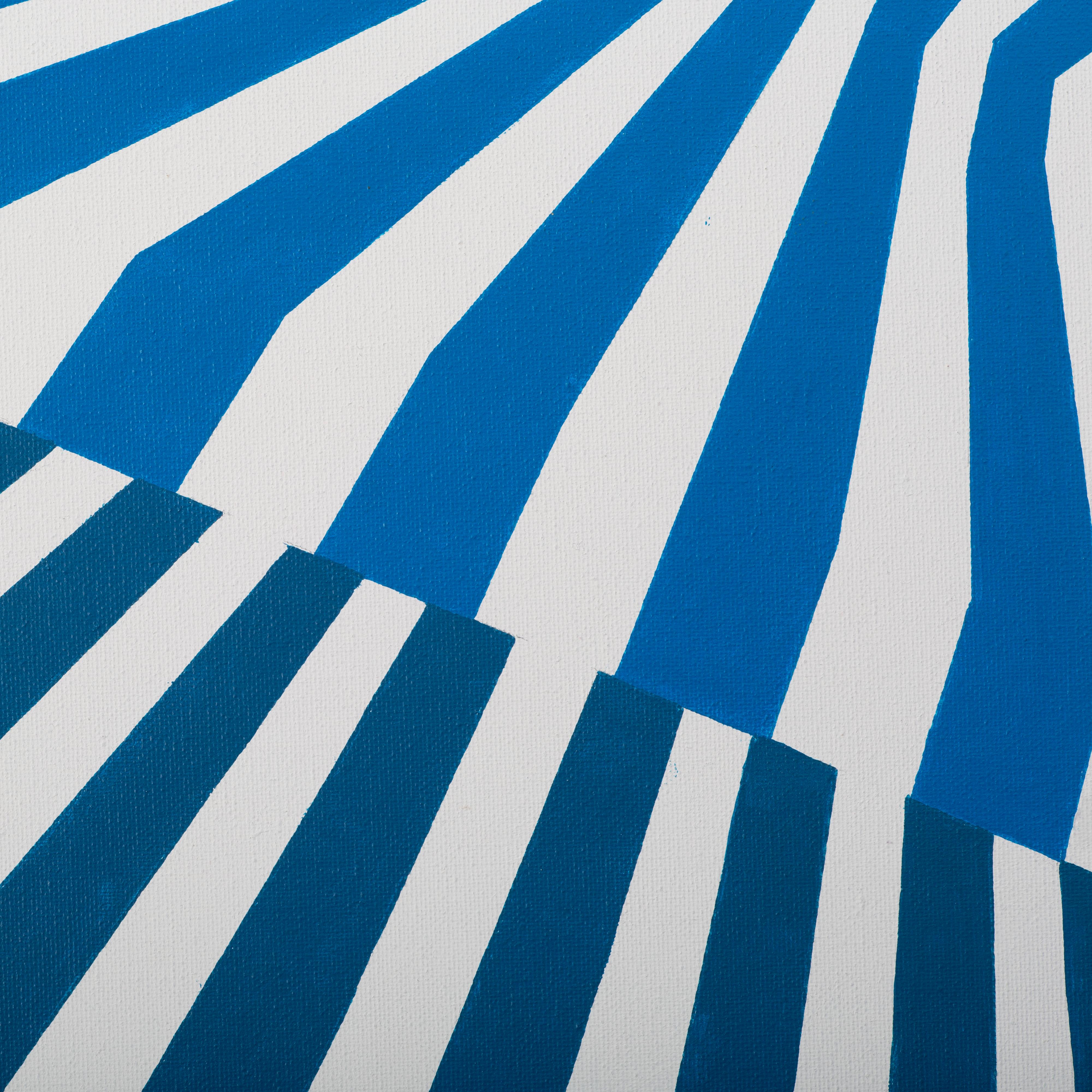 'Folding Pattern' Blue and White Abstract Kinetic Painting 2