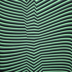Pittura cinetica astratta 'Folding U2R' verde e nera