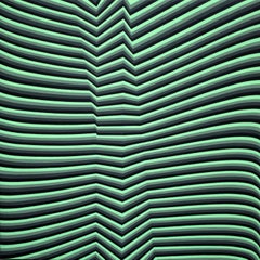 'Folding U2R' Green and Black Abstract Kinetic Painting